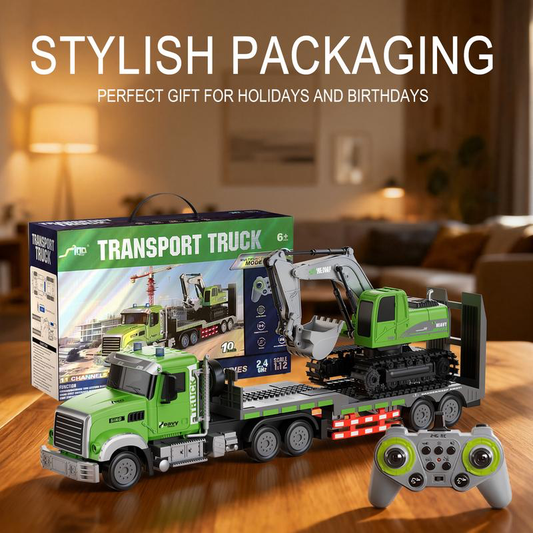 RC Semi Truck & Excavator Toy Set